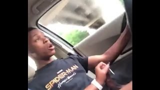 Ebony bbc handjob cumshot while driving