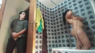 Spying and fucking my hot big ass stepsister in the shower Hot mature drilled hard